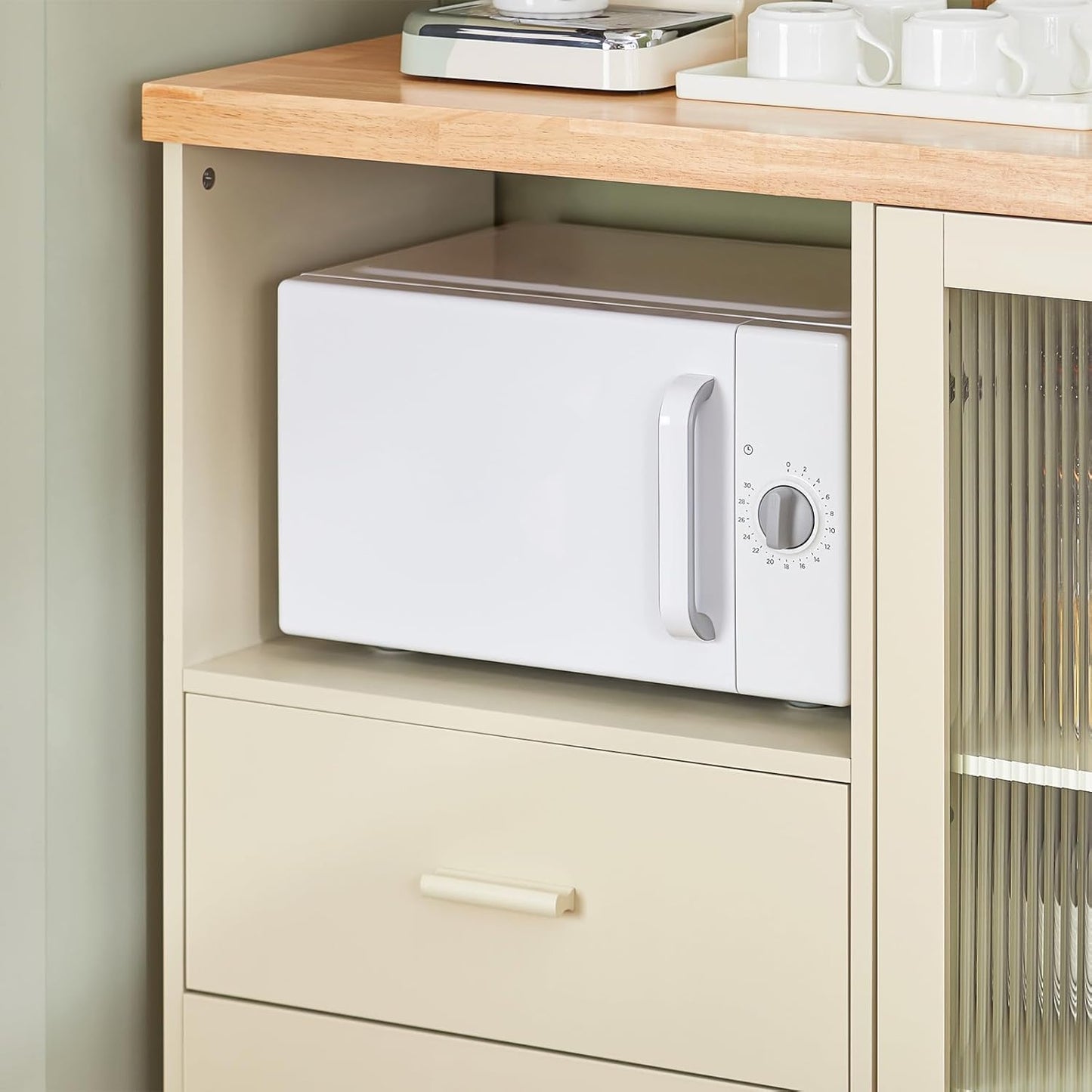 Sideboard mit 2 Glastüren | Küchenschrank | Kommode | Flurschrank | Beige | FSB81-MI - Palo24