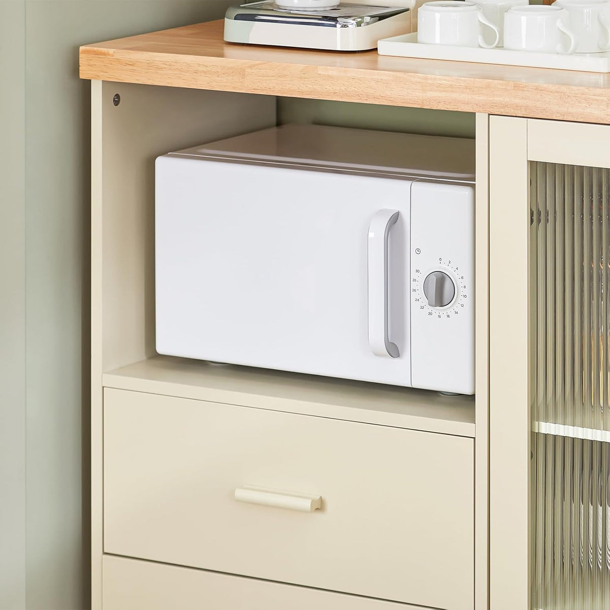 Sideboard mit 2 Glastüren | Küchenschrank | Kommode | Flurschrank | Beige | FSB81-MI - Palo24