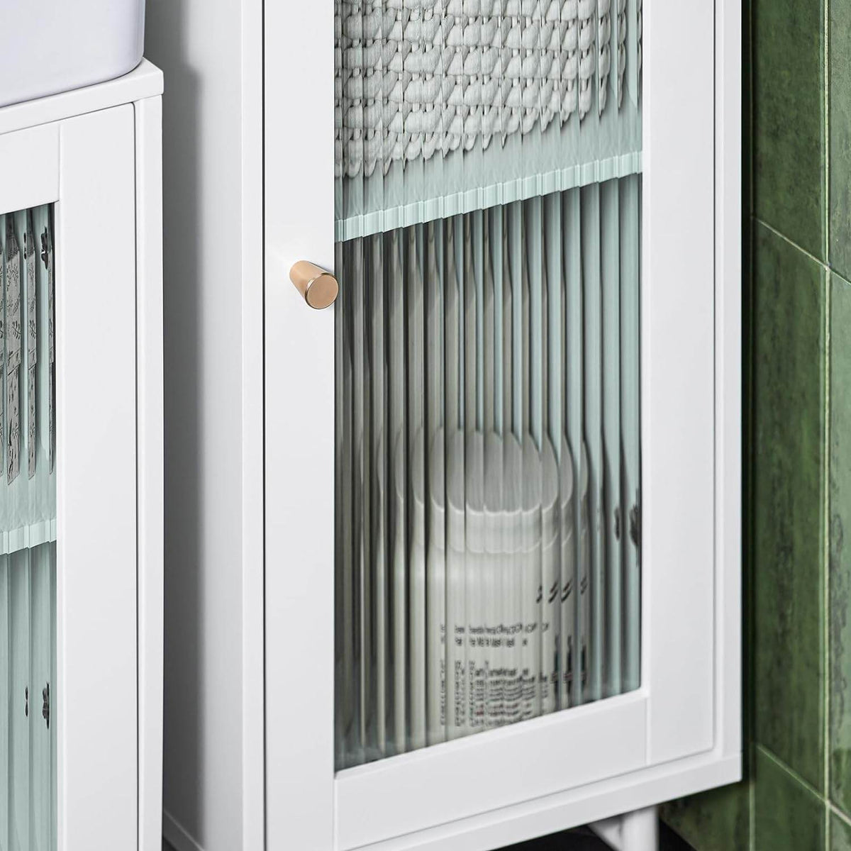 Bad Hochschrank | Badschrank mit Glastür | Badregal | Weiss BZR118-W - Palo24