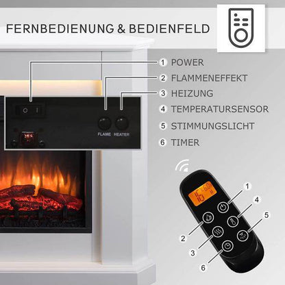 BALDERIA LED Elektrokamin Candela 3D-Flammeneffekt 2000W - Palo24