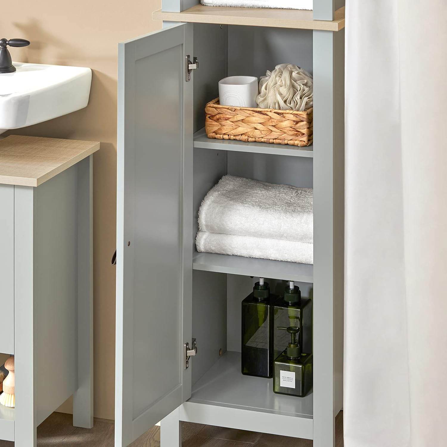 Bad Hochschrank | Badschrank | Badregal | Badezimmerschrank | BZR68-HG - Palo24