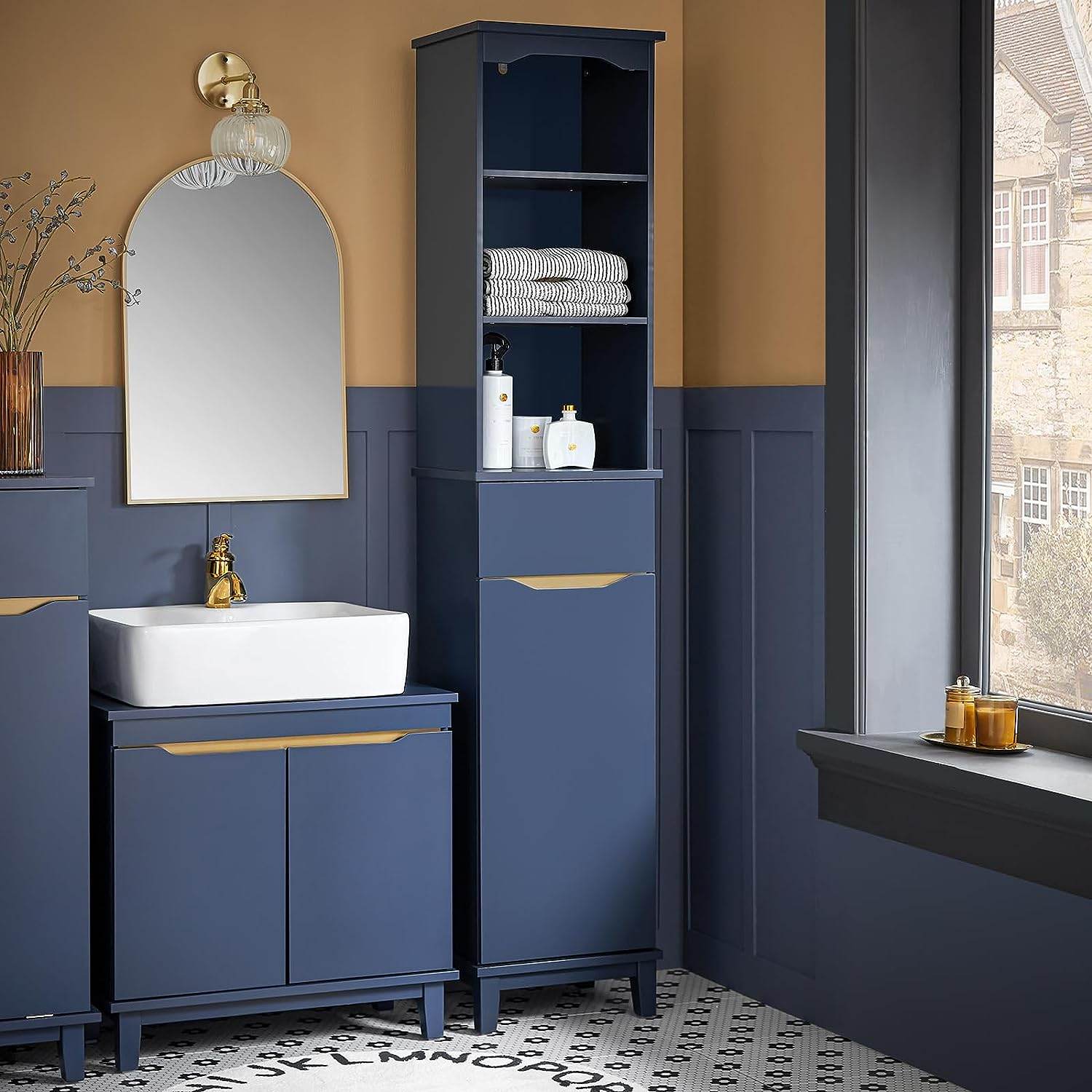 Hochschrank | Badschrank | Badregal | Blau | BZR112-B - Palo24