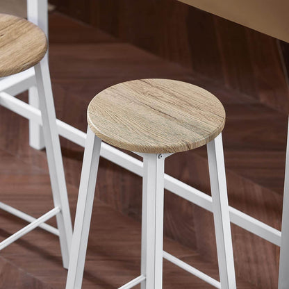 5-teilig Bartisch mit 4 Stühlen | Esstisch set | Stehtisch | Sitzgruppe | Weiss-Natur | OGT22-WN - Palo24