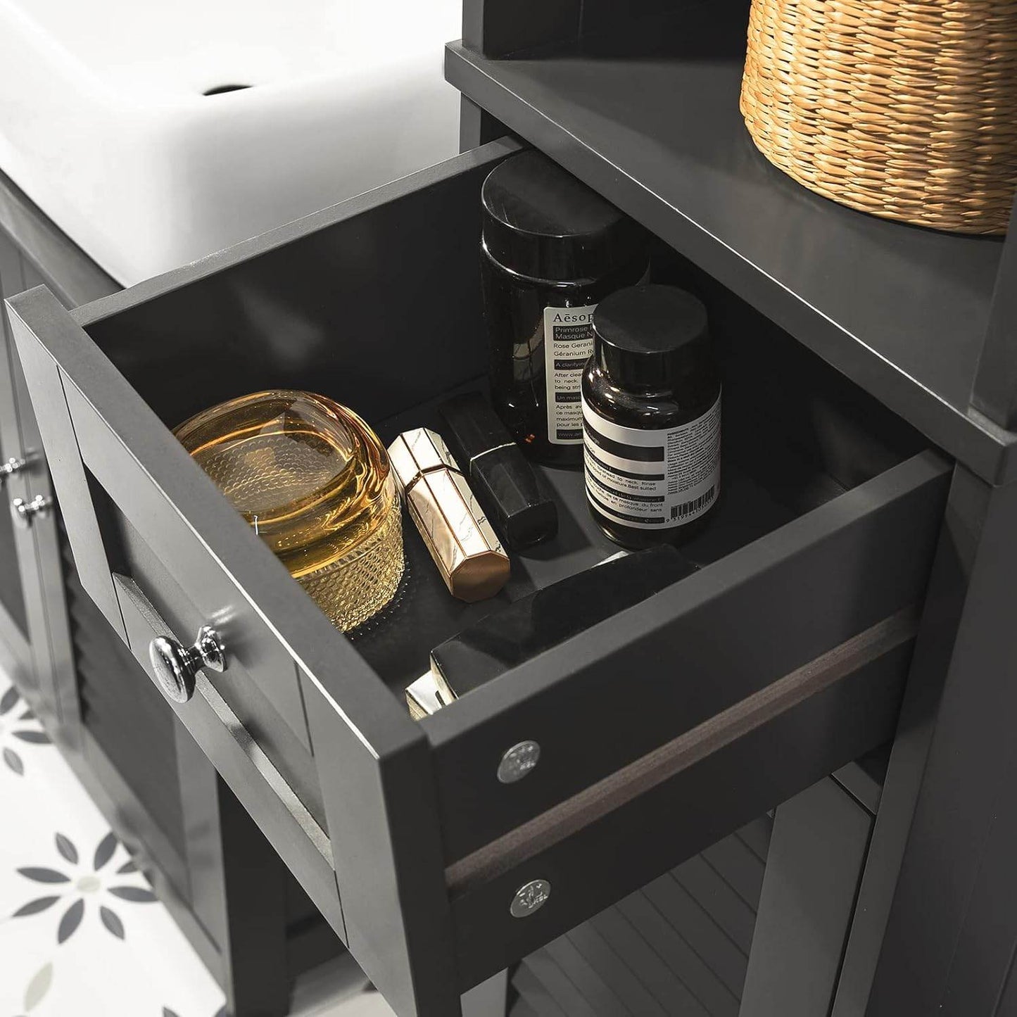 Bad Hochschrank | Badschrank | Badregal Grau | FRG236-DG - Palo24