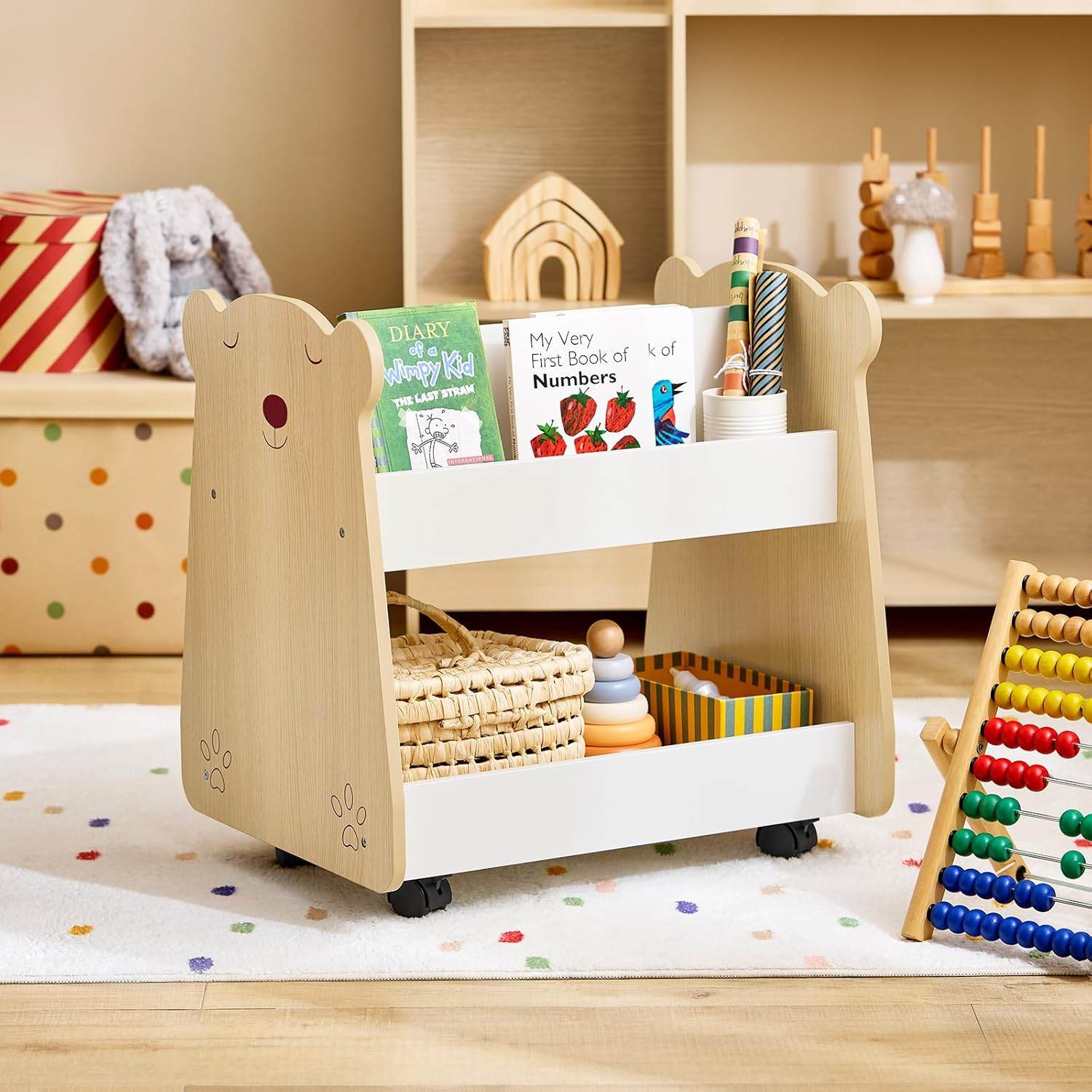 Kinderregal mit Rollen | Organizer für Kinder | Aufbewahrungsregal - Palo24