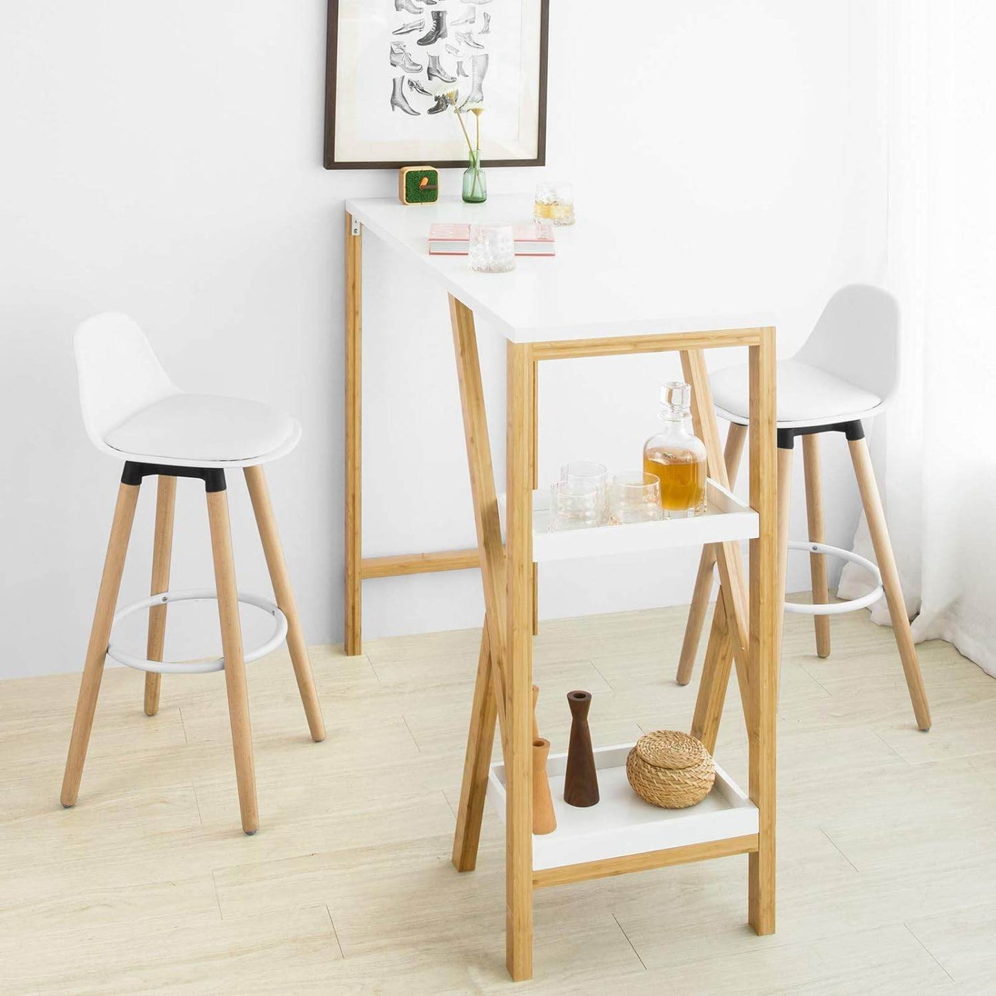 Barhocker mit Rücklehne | Barstuhl | Weiss FST70-W - Palo24