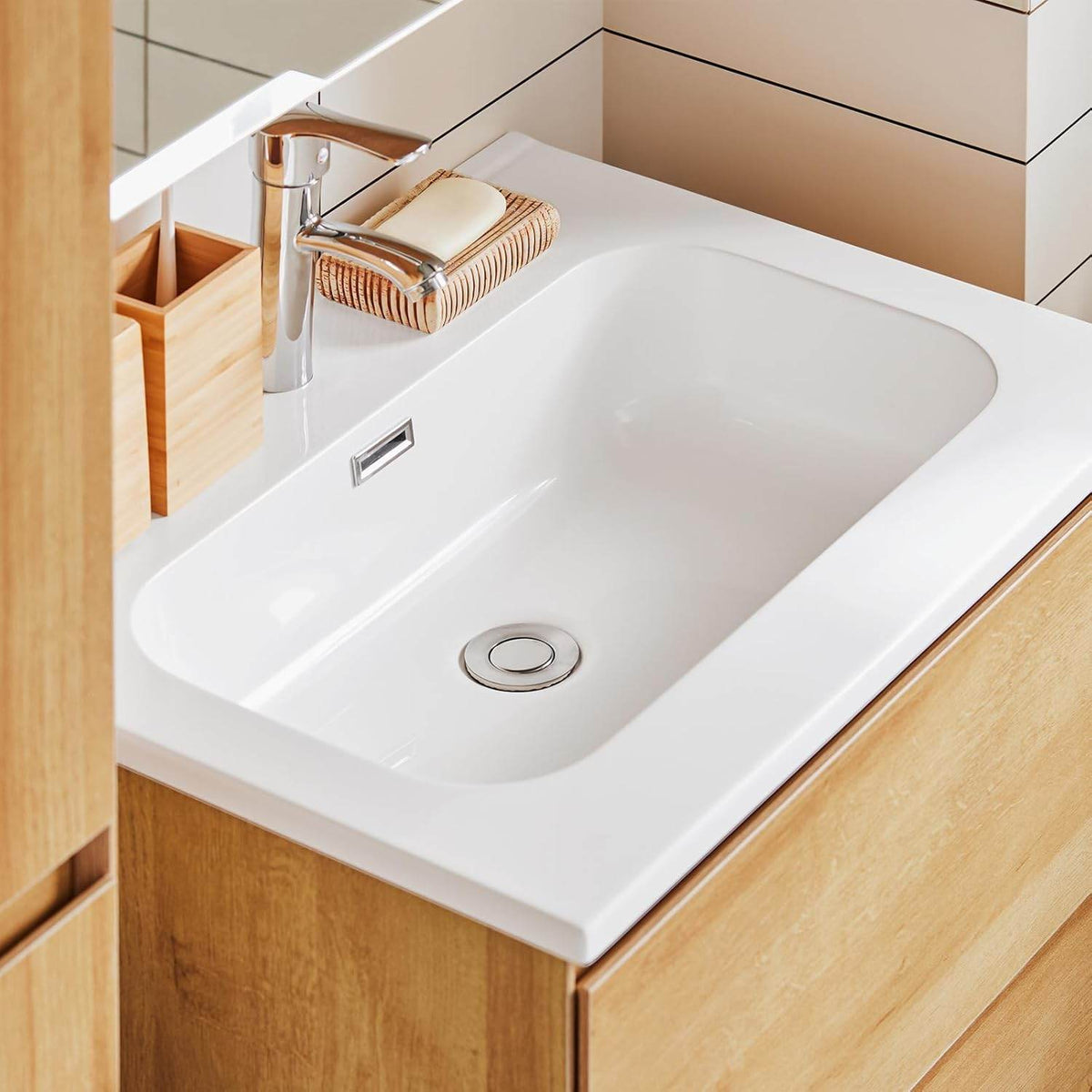 Waschbeckenunterschrank | Waschtisch Natur | Waschbecken mit Unterschrank - Palo24