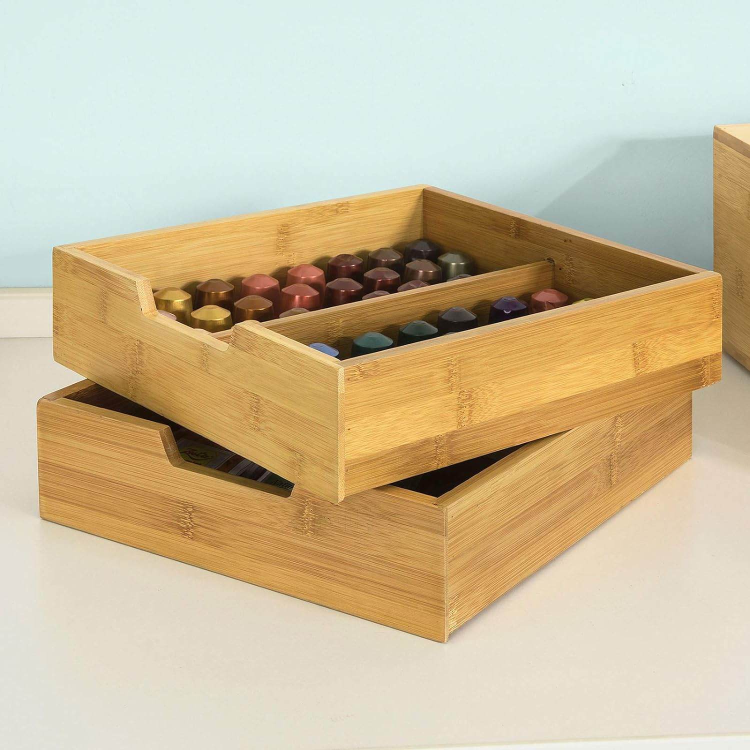 Kaffeekapsel Box | Aufbewahrungsbox | Schubladenbox Bambus | FRG82-N - Palo24