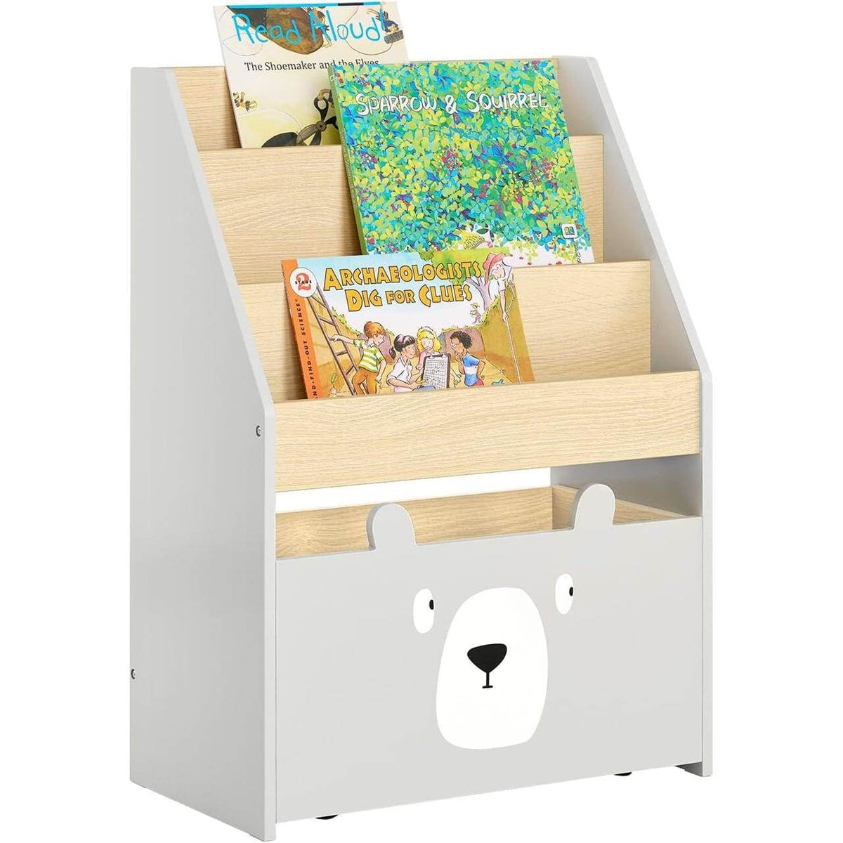Kinderbücherregal | Spielzeugtruhe | Aufbewahrungsregal Kinderzimmer | Grau/Natur - Palo24