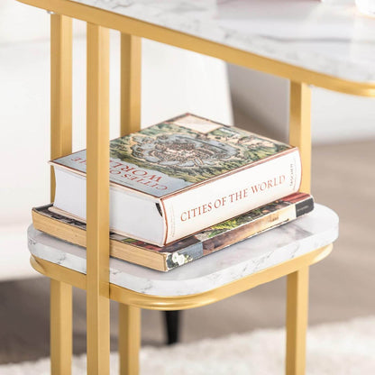 Beistelltisch | Pflegetisch mit goldenem Metallgestell | Couchtisch Sofa | FBT110-G - Palo24