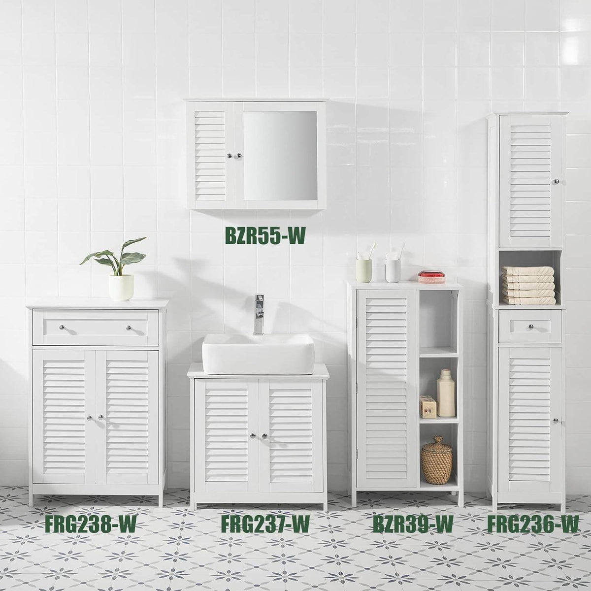Badkommode | Badzimmerschrank | Flurschrank Weiss BZR39-W - Palo24