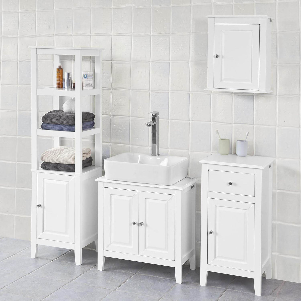 Waschbeckenunterschrank Weiss Badezimmerschrank | Landhaus | FRG202-W - Palo24