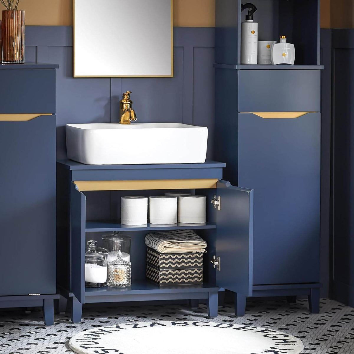 Waschbeckenunterschrank | Badschrank | Waschtisch | Blau | BZR113-B - Palo24