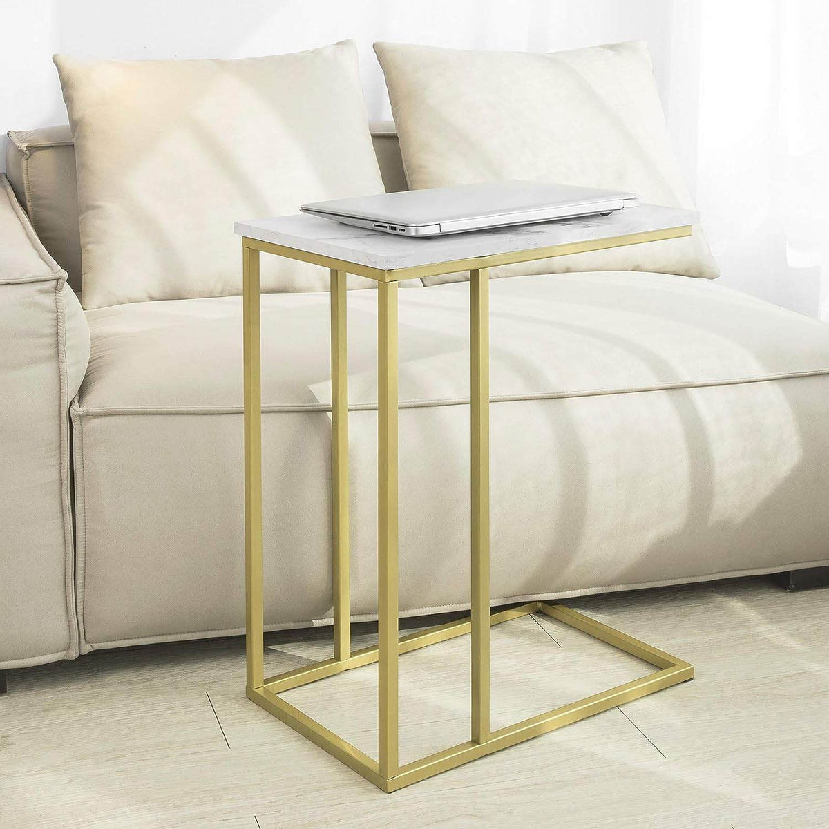 Beistelltisch | Pflegetisch mit goldenem Metallgestell | Couchtisch Sofa | FBT87-G - Palo24