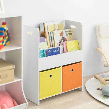 Kinderbücherregal | Spielzeugtruhe | Aufbewahrungsregal für Kinder | Weiss KMB27-W - Palo24