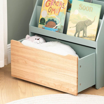 Kinder Bücherregal | Spielzeugtruhe | Aufbewahrungsregal Kinderzimmer | Grün-Natur - Palo24