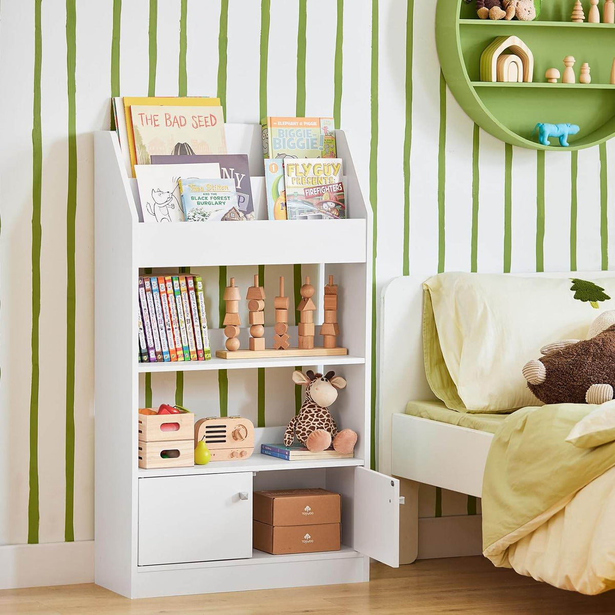 Kinderbücherregal | Standregal Kinderzimmer | Aufbewahrungsregal Weiss KMB11-W - Palo24