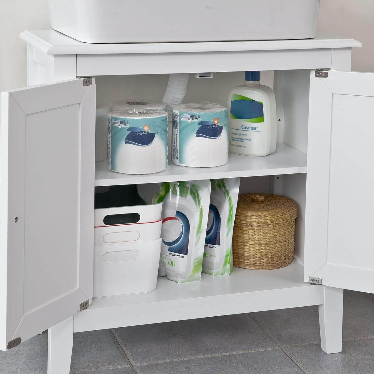 Waschbeckenunterschrank Weiss Badezimmerschrank | Landhaus | FRG202-W - Palo24