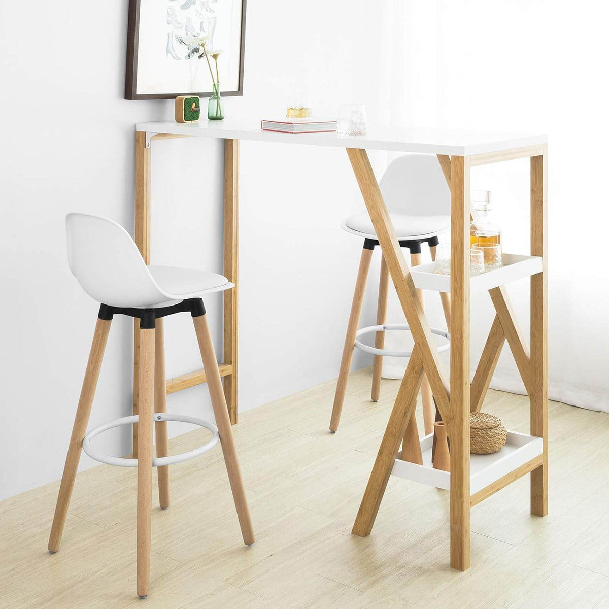 Barhocker mit Rücklehne | Barstuhl | Weiss FST70-W - Palo24