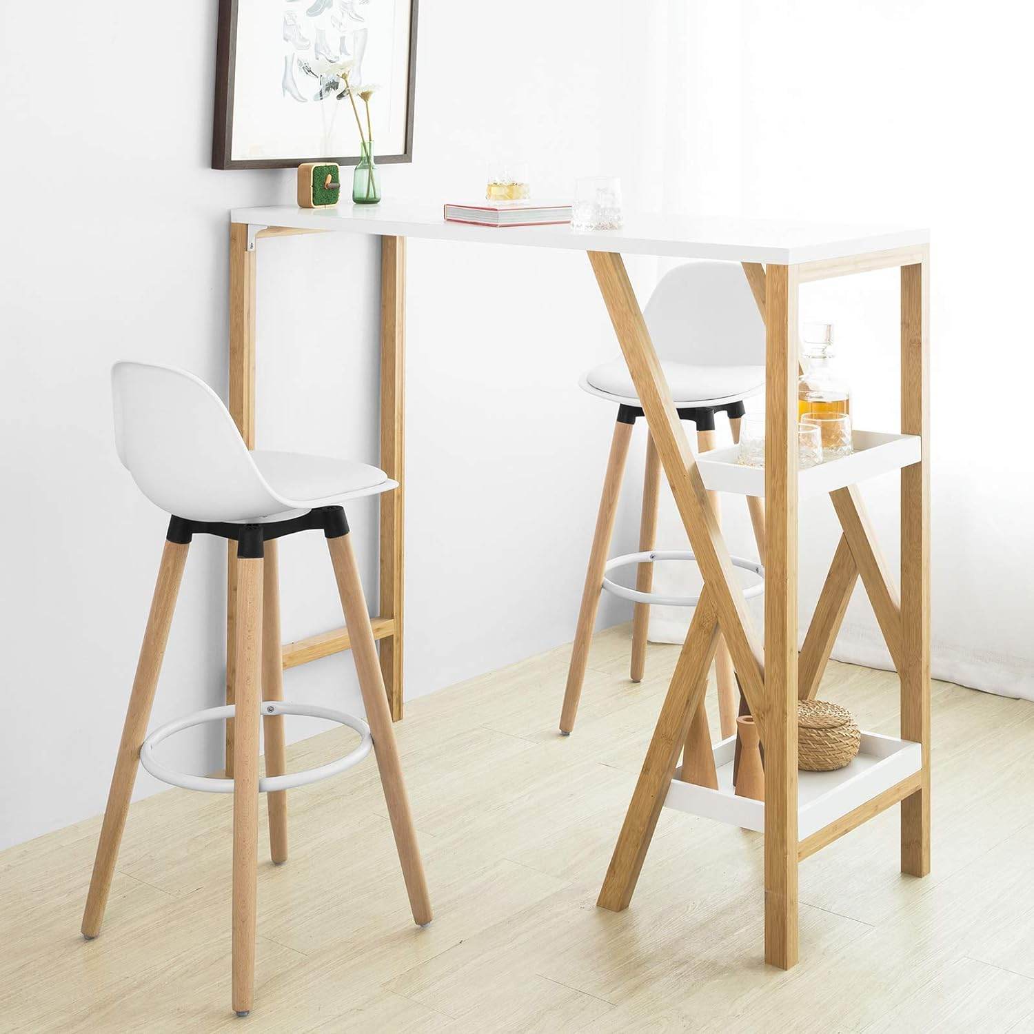 Barhocker mit Rücklehne | Barstuhl | Weiss FST70-W - Palo24
