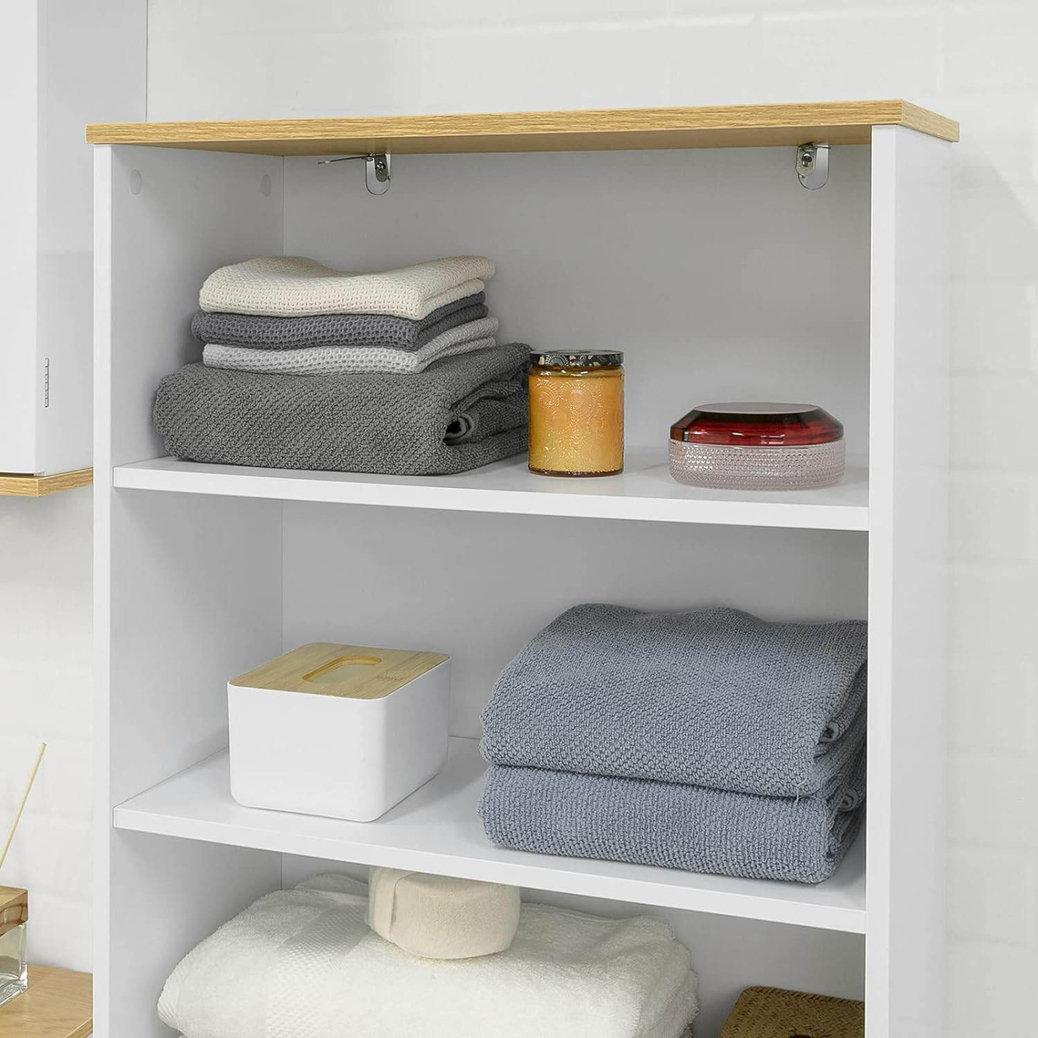 Badezimmer Hochschrank | Badschrank Weiss Badezimmermöbel | BZR44-W - Palo24