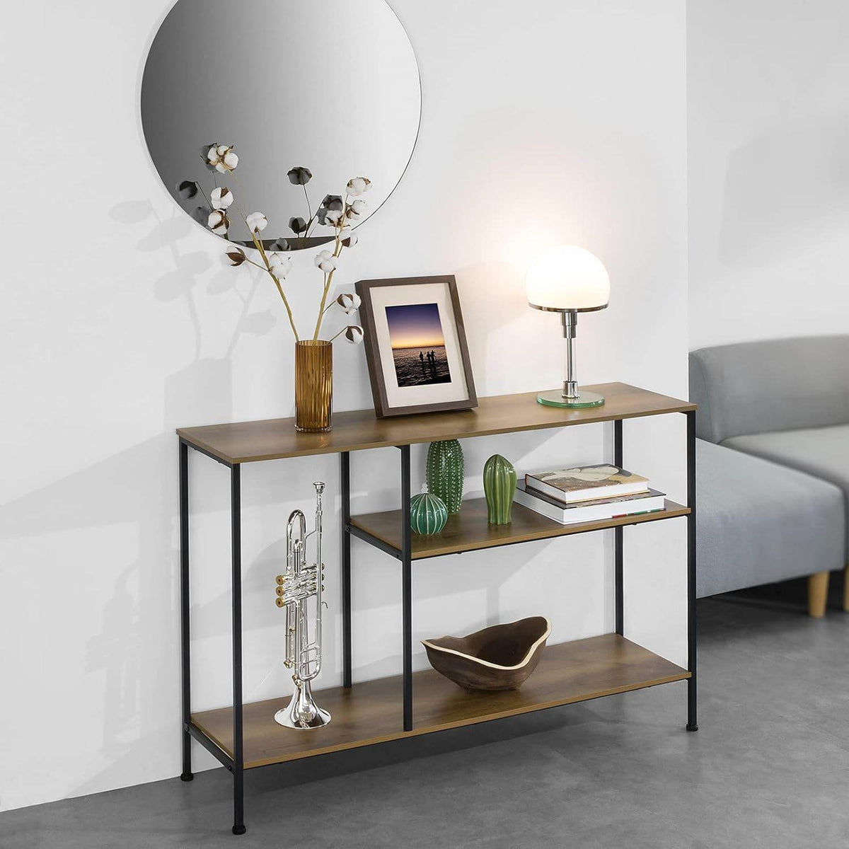 Konsolentisch mit 3 Ablagen | Flurtisch | Sideboard Metall | FSB35-PF - Palo24
