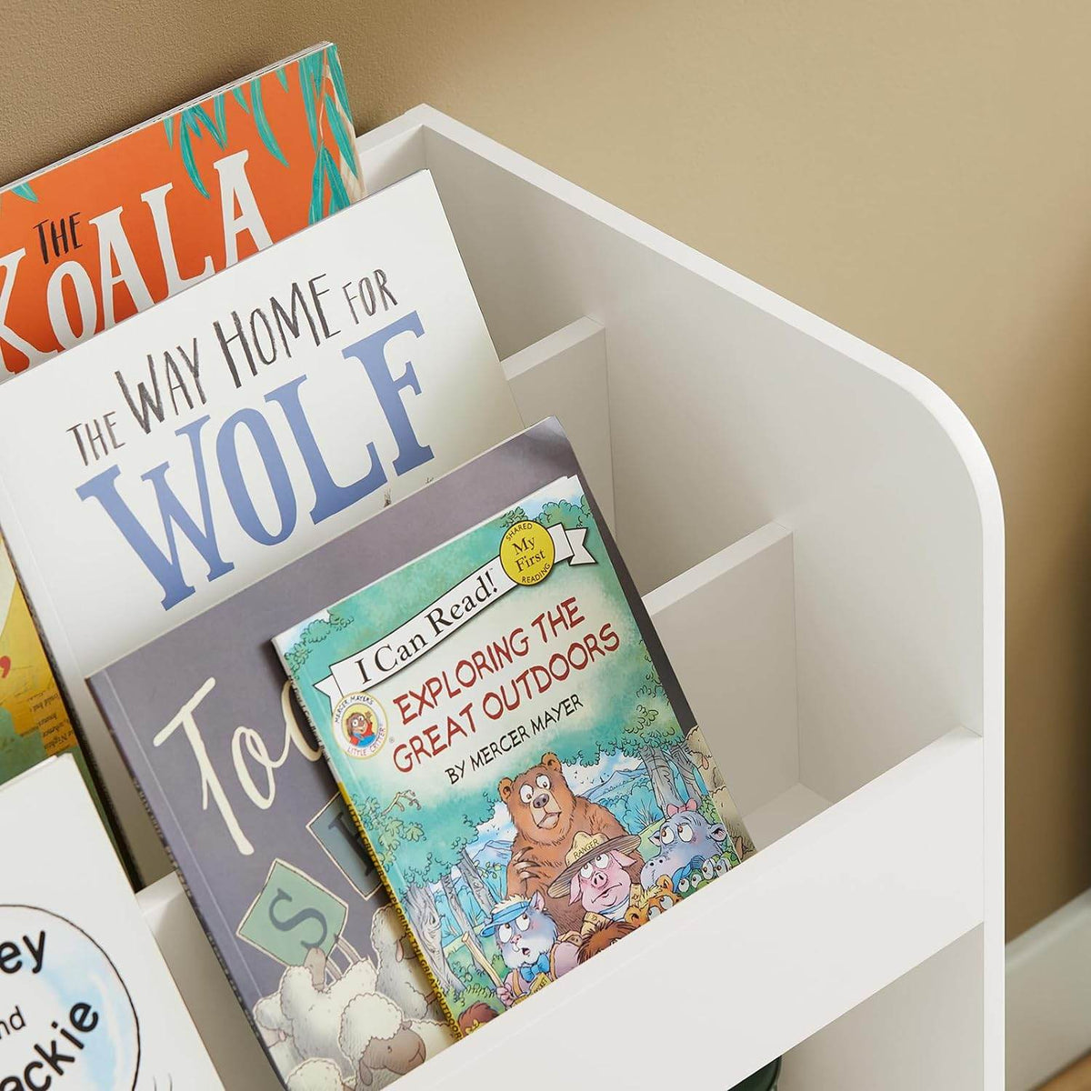 Kinderbücherregal mit 2 Stoffboxen | Spielzeugregal | Aufbewahrungsregal für Kinder | KMB79-W - Palo24