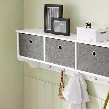 Wandgarderobe Kleiderhaken Flurgarderobe Weiss-Hellgrau - Palo24