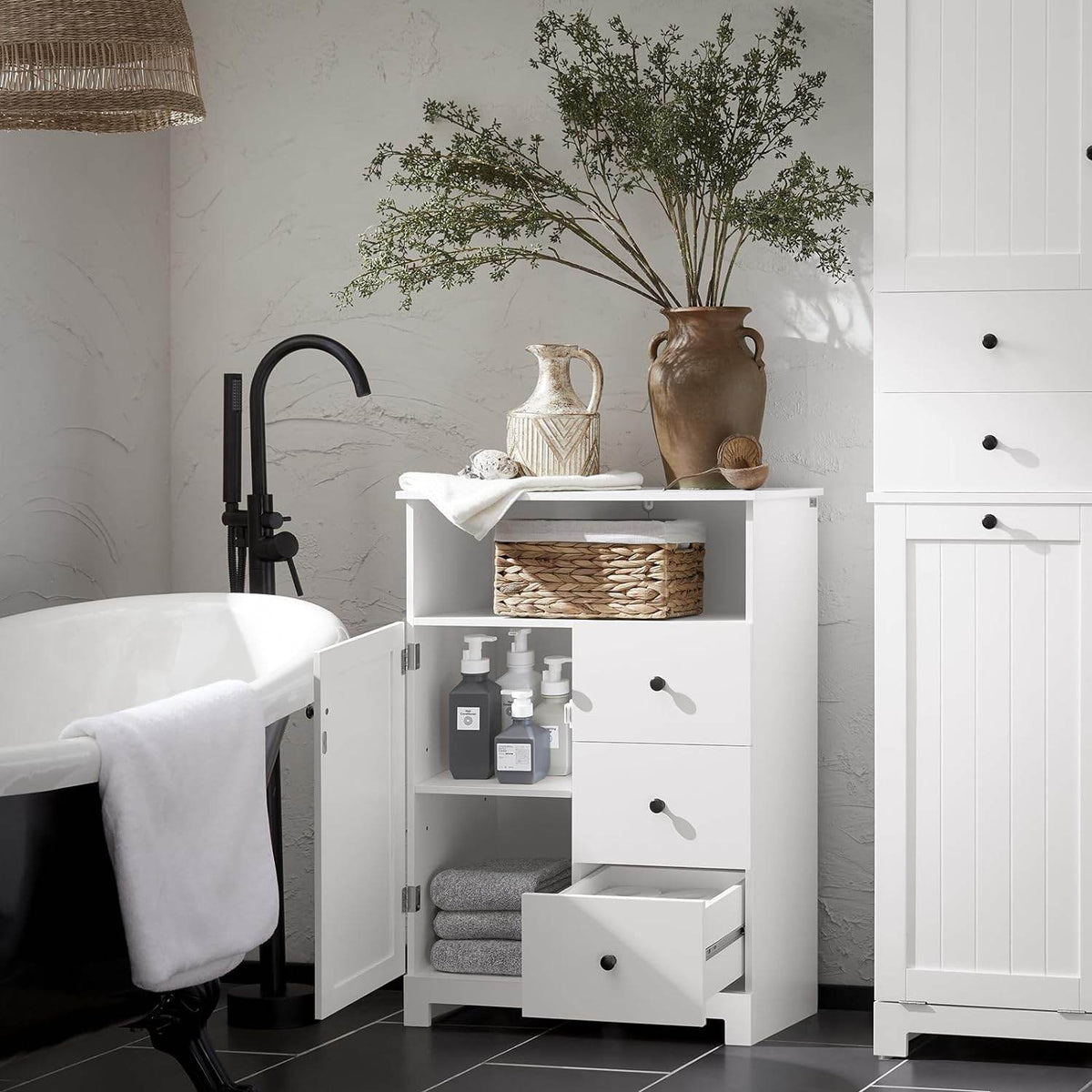 Badkommode | Badzimmerschrank | Flurschrank | Weiss BZR107-W - Palo24