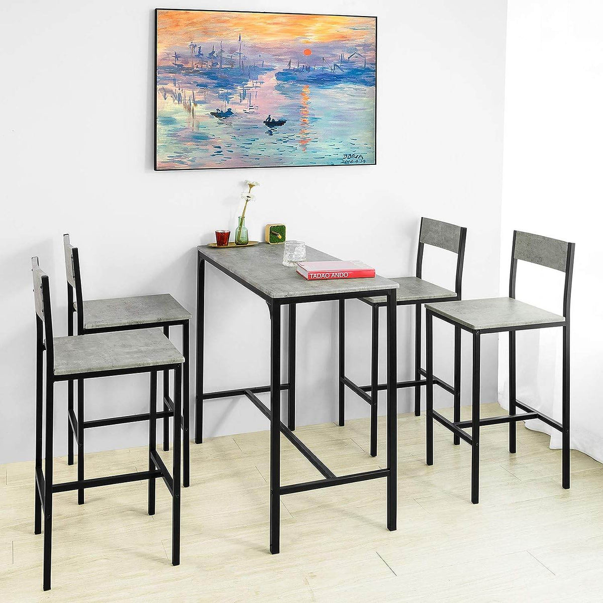 Bartisch mit 4 Hockern | Bartisch set | 5-teilig | OGT14 - Palo24