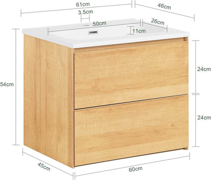 Waschbeckenunterschrank | Waschtisch Natur | Waschbecken mit Unterschrank - Palo24