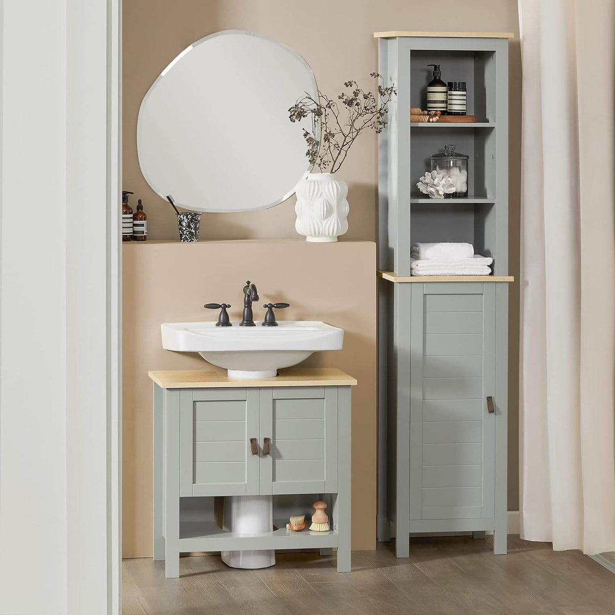 Bad Hochschrank | Badschrank | Badregal | Badezimmerschrank | BZR68-HG - Palo24