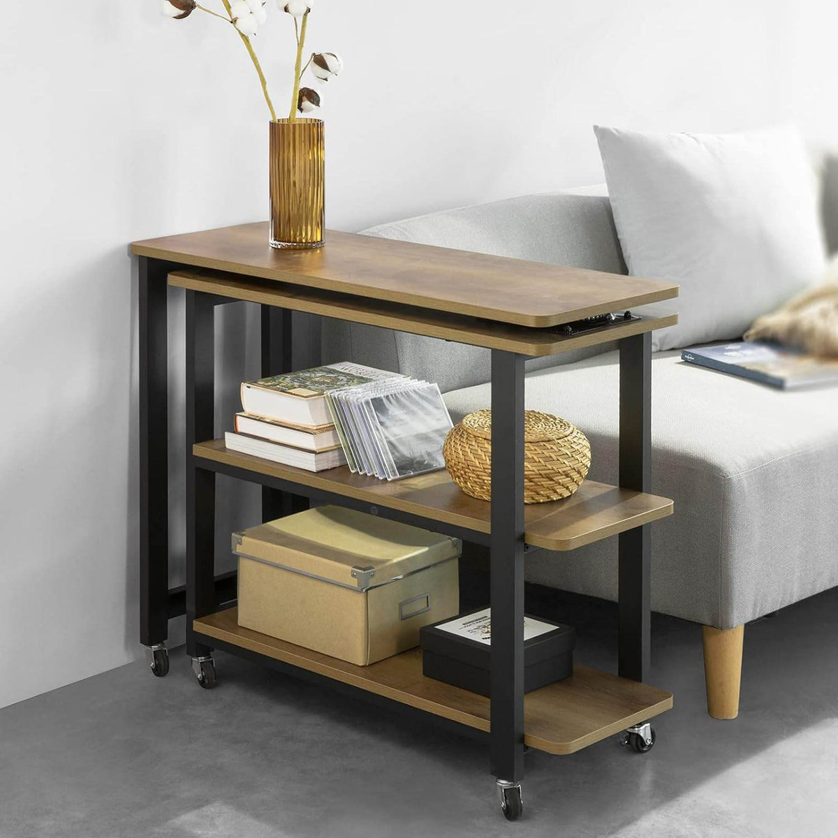 L-förmiger Beistelltisch | Couchtisch | Eckschreibtisch Industrie-Design | FWT83-PF - Palo24