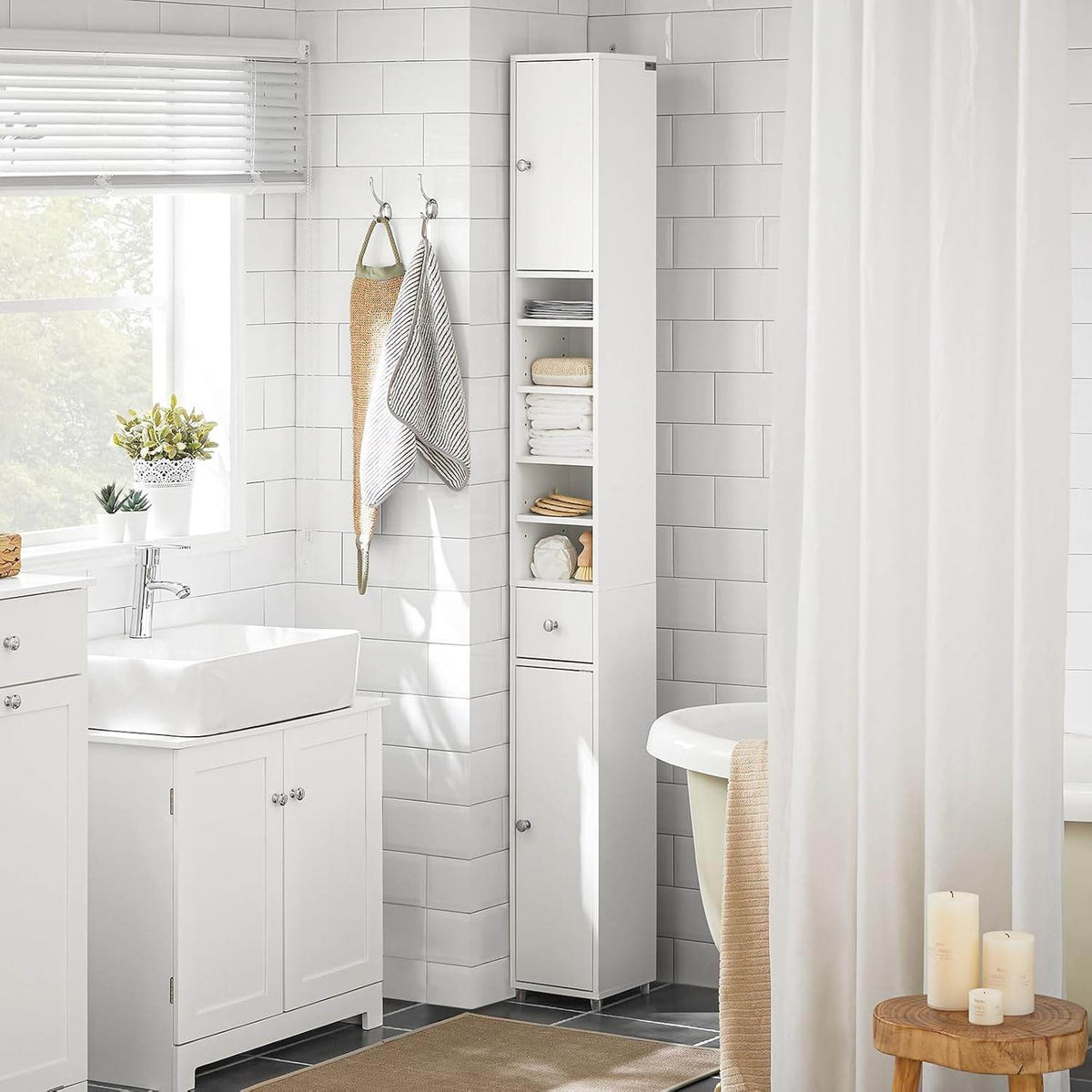 Bad Hochschrank | Badschrank | Badregal Weiss BZR34-W - Palo24