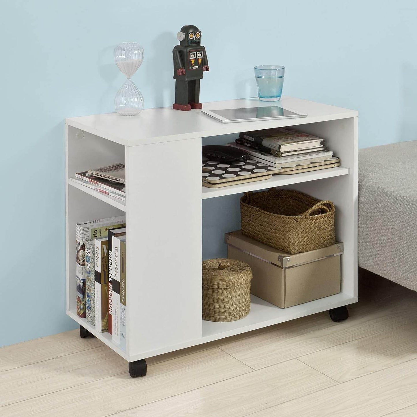 Beistelltisch mit Rollen | Druckertisch | Couchtisch Weiss FBT34-W - Palo24