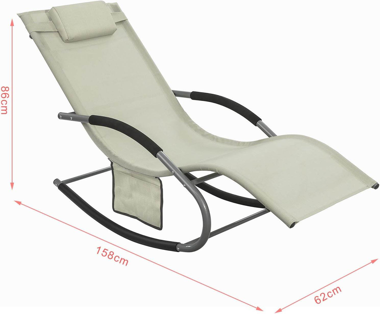 2-er Set Gartenliege | Sonnenliege mit Tasche | Liegestuhl Beige | OGS28-MIx2 - Palo24