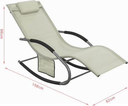 2-er Set Gartenliege | Sonnenliege mit Tasche | Liegestuhl Beige | OGS28-MIx2 - Palo24