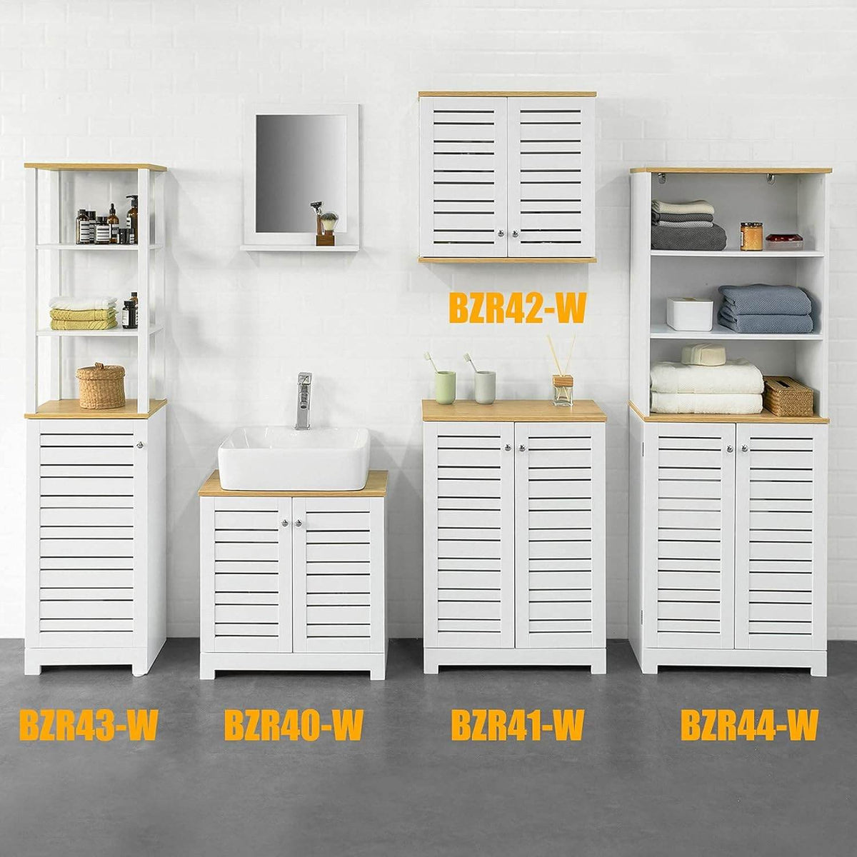 Bad Hochschrank | Badschrank Weiss Badezimmermöbel | BZR43-W - Palo24