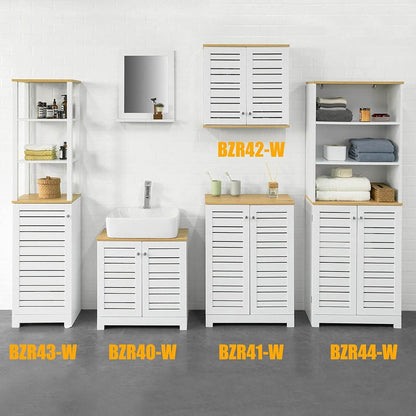 Bad Hochschrank | Badschrank Weiss Badezimmermöbel | BZR43-W - Palo24