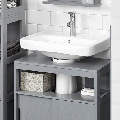 Waschbeckenunterschrank | Waschtisch | Badmöbel | Stahlgrau | FRG128-II-SG - Palo24