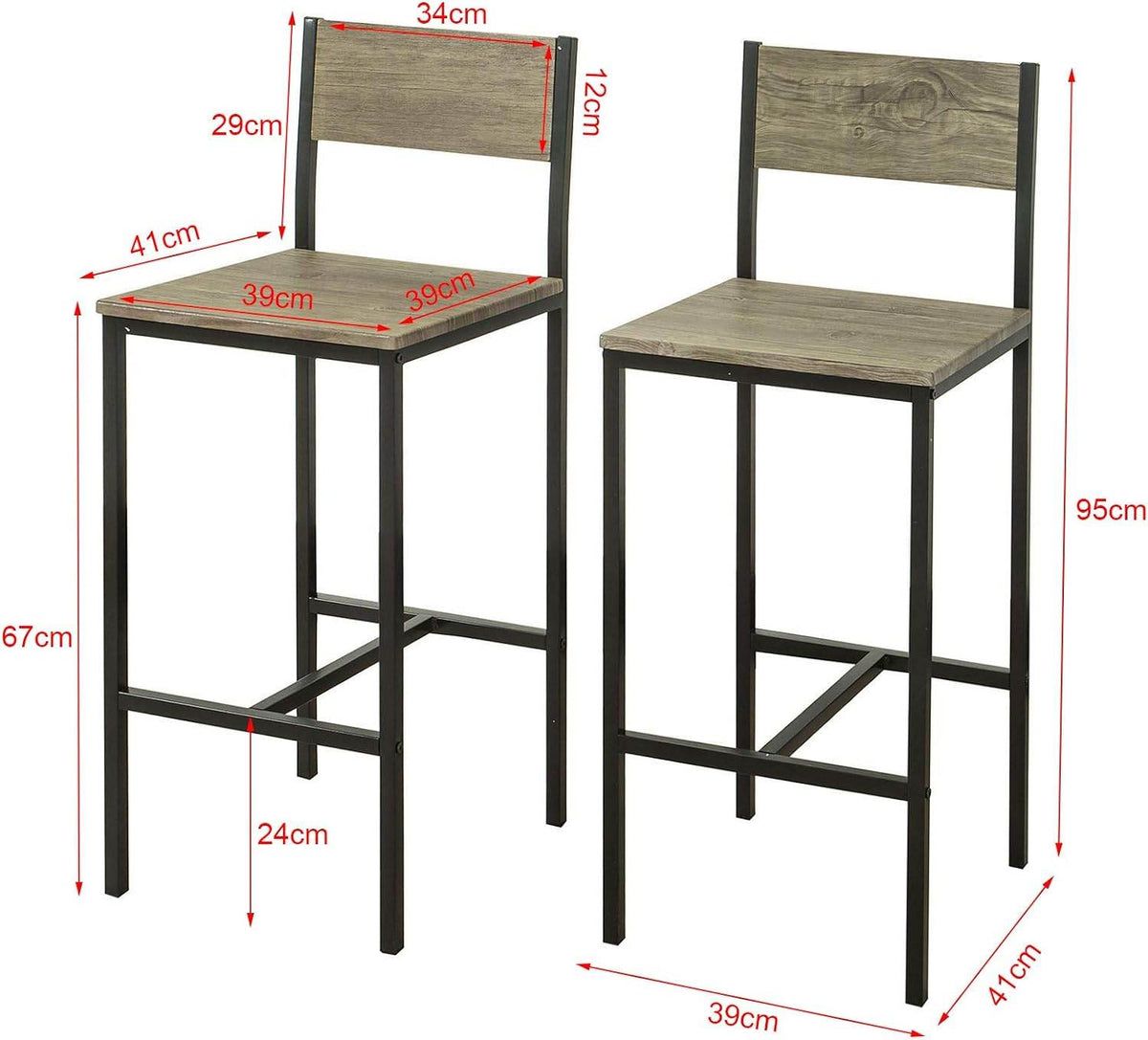 Barstühle 2er set | Tresenhocker | Sitzhöhe 67cm | Metall | FST53x2 - Palo24