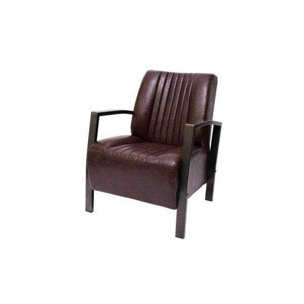 Sessel Loungesessel Polstersessel Relaxsessel, Metall Industriedesign - vintage braun - Palo24