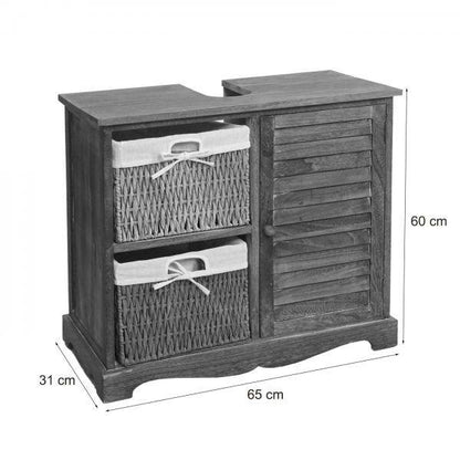Badezimmerset Hochschrank Wandspiegel ~ shabby braun - Palo24