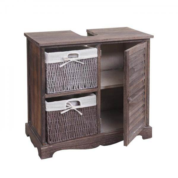 Badezimmerset Hochschrank Wandspiegel ~ shabby braun - Palo24