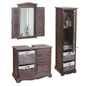Badezimmerset Hochschrank Wandspiegel ~ shabby braun - Palo24