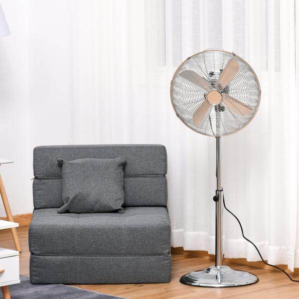 Standventilator Lüfter Höhenverstellbar 3 Geschwindigkeitsstufen Stahl Silber - Palo24
