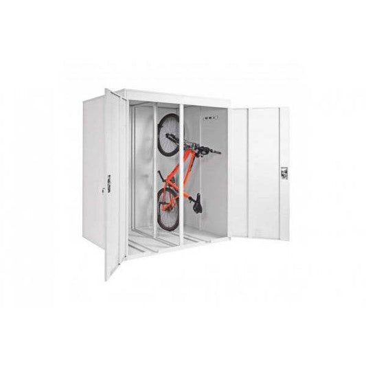 2er-Fahrradgarage HWC-H66, Fahrradbox Gerätehaus Fahrradunterstand, erweiterbar abschließbar Metall ~ hellgrau - Palo24