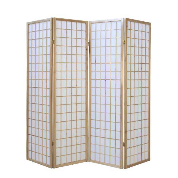 4fach Holz Paravent Raumteiler Shoji NEU !in natur! - Palo24