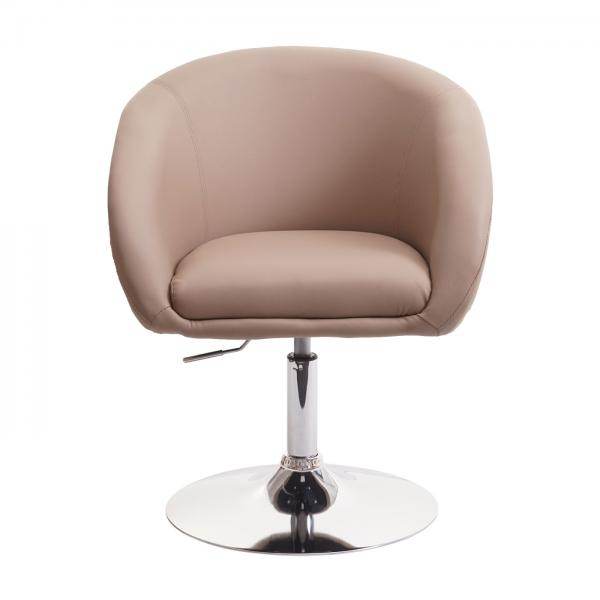 Esszimmerstuhl HWC-F19, Küchenstuhl Drehstuhl Loungesessel, drehbar höhenverstellbar ~ Kunstleder taupe - Palo24