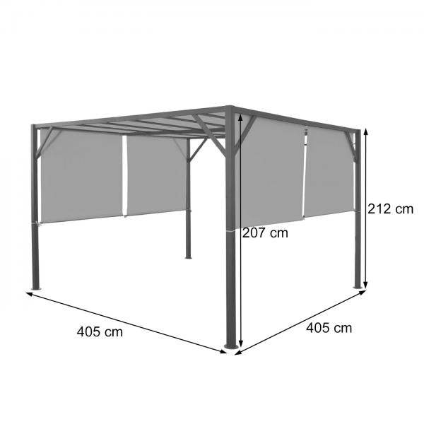 Pergola Baia, Garten Pavillon Terrassenüberdachung, stabiles 6cm-Stahl-Gestell + Schiebedach bordeaux-rot ~ 4x4m - Palo24